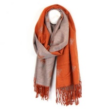 Orange & Grey Reversible Jaquered Bee Scarf by Peace of Mind